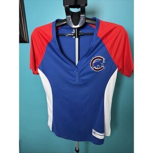 Majestic Women's Cubs Red, White & Blue T-Shirt Jersey
